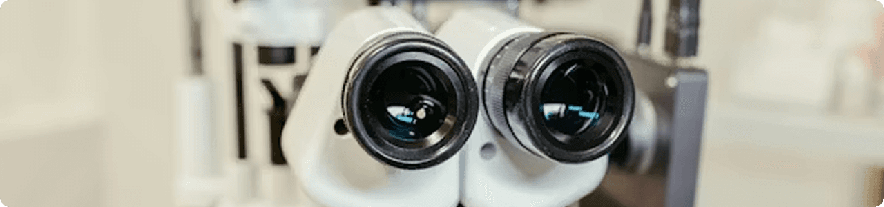 Microscope lenses in a modern eye care clinic
